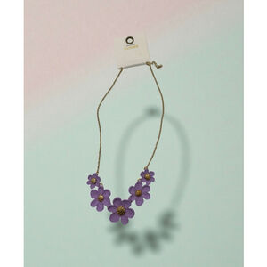 Clover Purple & Gold Floral Statement Necklace,